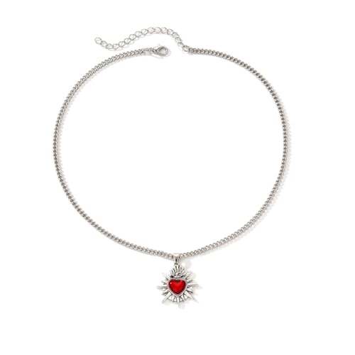 MHADBKH Halskette mit Gothic-Herz-Anhänger, verstellbare Länge, stabile Legierung, Schmuck-Accessoire für trendige Jugendliche und Mode-Enthusiasten, 32, Metall, Kein Edelstein von MHADBKH