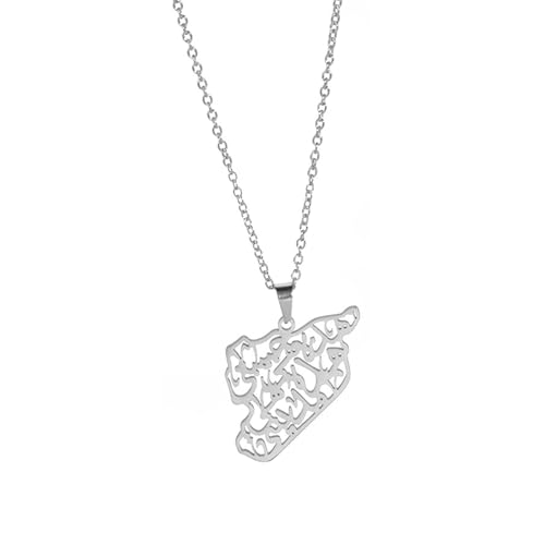 MHADBKH Halskette mit Syrien-Umrisskarte, ethnischer Stil, verstellbar, Choker, Gedenkschmuck für Damen und Herren, Edelstahl, Kein Edelstein MHADBKH Halskette mit Syrien-Umrisskarte, ethnischer Stil, verstellbar, Choker, Gedenkschmuck für Damen und Herren, Edelstahl, Kein Edelstein von MHADBKH