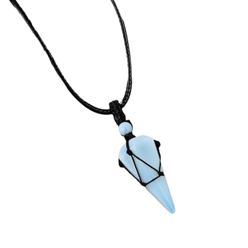 MHADBKH Halskette mit sechseckigem Kegel-Netz-Anhänger, mit natürlichen Edelsteinen, eleganter tragbarer Schmuck für Damen, as described, Edelstein, Kein Edelstein von MHADBKH