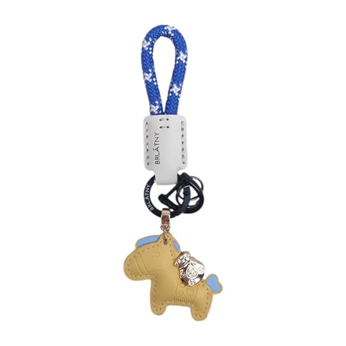 MHADBKH Handgefertigter Leder-Schlüsselanhänger, symbolisiert Glück und Wohlstand, Pferdeanhänger, Schlüsselanhänger für Paare und Autobesitzer, Gelb, Leder, Kein Edelstein von MHADBKH