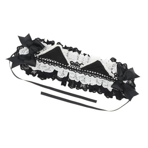 MHADBKH Japanisches Anime-Spitzen-Stirnband mit Fliege, Katzenohren, Haarspangen-Set für Maskeraden, Cosplay, Dienstmädchen, Kostüm, Kopfbedeckung für Damen und Mädchen, Punk-Stirnband von MHADBKH