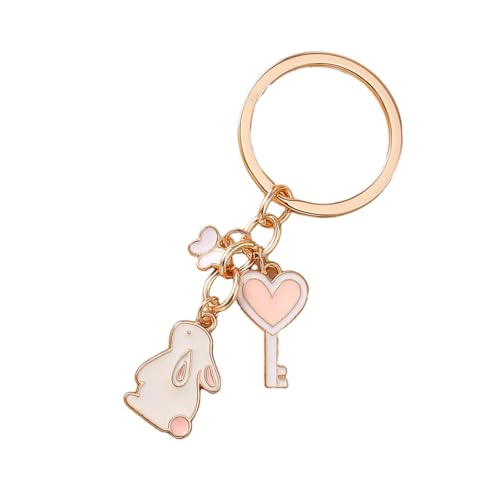 MHADBKH Kreativer Cartoon-Herz-Hasen-Schlüsselanhänger mit Kronen, Hasen-Designs, stabile Legierung, Anhänger für Frauen und Studenten, rabbit, Metalllegierung, Kein Edelstein von MHADBKH