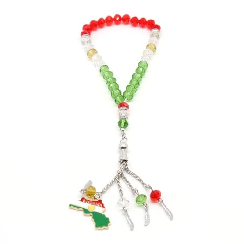 MHADBKH Kurdistan-Karten-Charm-Flaggen-Anhänger, Kristallperlen, Armbänder für Damen und Herren, religiöses Gebet, Freundschaft von MHADBKH