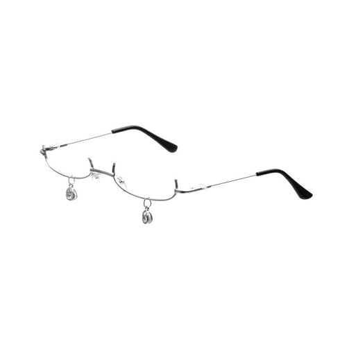 MHADBKH Leichte Metallrahmen-Brille Film Lustiges Glas ohne Linse für Anime-Fans und Festival-Enthusiasten, einzigartige Stile, Silberner Rahmen-Anhänger von MHADBKH