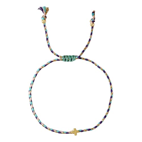 MHADBKH Mehrzweck Retro Stil Baumwolle Seil Kreuze Armband Verstellbar Mehrschichtige Designs für Damen und Herren, Baumwolle, Kein Edelstein von MHADBKH