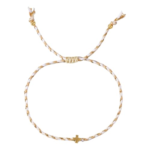 MHADBKH Mehrzweck Retro Stil Baumwolle Seil Kreuze Armband Verstellbar Mehrschichtige Designs für Damen und Herren, Baumwolle, Kein Edelstein von MHADBKH