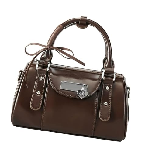 MHADBKH Modische Damen-Umhängetasche mit Tragegriff oben aus hellem PU-Leder mit verstellbarem Riemen für den täglichen Gebrauch, modische Pendlertasche, coffee, One Size von MHADBKH