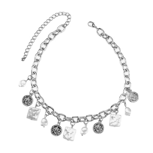 MHADBKH Modische geometrische Anhänger-Halskette, stilvolle unregelmäßige Halskette, Legierung, Textur, geeignet für Mode-Liebhaber, gold necklace, Legierung, Imitationsperle, Kein Edelstein von MHADBKH