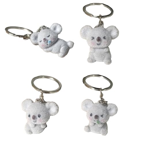MHADBKH Pack Von 4 Schönen Strömen Koala Keychain Jugendliche Koala Schlüsselzubehör Leicht Und Leicht Zu Transportieren Schlüsselbunddekoration von MHADBKH