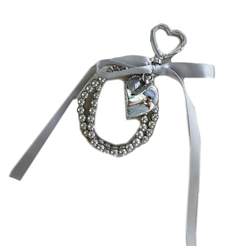 MHADBKH Perlen Bowknot Heart Charme Schlüsselanhänger Süße Schöne Anhängerbehänge Orament Keyring Rucksack Dekoration Für Frauen Mädchen von MHADBKH