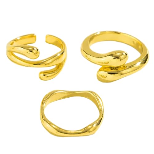 MHADBKH Set Von 3 Innovativen Ringen Set Stilvolle Und Flexible Flüssige Formringe Schmuck Set Für Mode Enthusiasten von MHADBKH