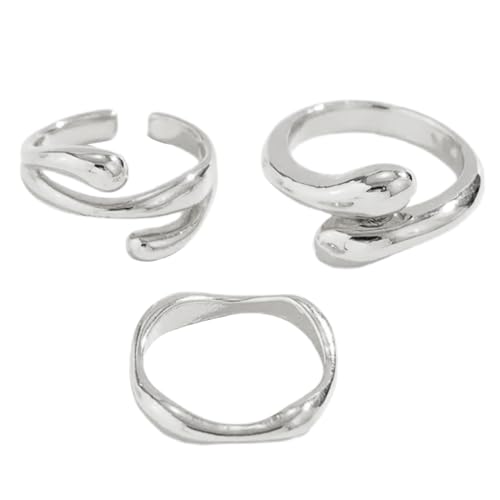 MHADBKH Set Von 3 Innovativen Ringen Set Stilvolle Und Flexible Flüssige Formringe Schmuck Set Für Mode Enthusiasten von MHADBKH