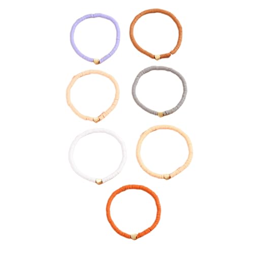MHADBKH Set mit 7 bunten Herz-Anhängern, Stretch-Fußkettchen, stilvoll, weiche Keramik-Herz-Armbänder, buntes Stretch-Zubehör von MHADBKH