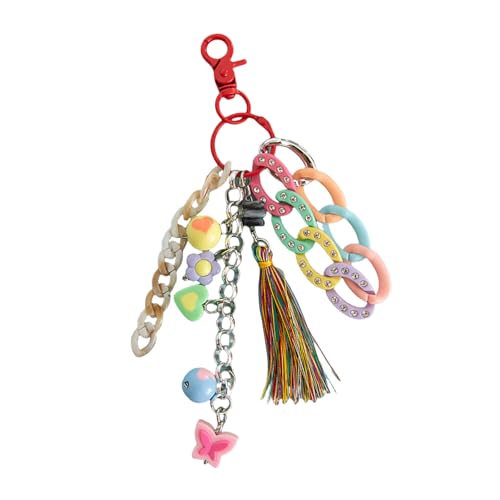 MHADBKH Stylische Acryl Schlüsselkette Mit Quasten Farbenfrohen Acrylschlüsselanhänger Mit Floralen Quasten Entwirft EIN Einzigartiges Keyring Accessoire von MHADBKH