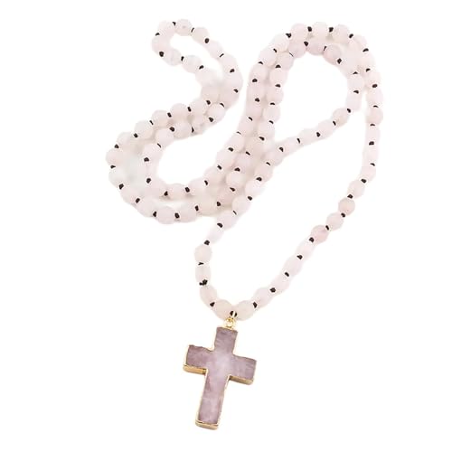 MHADBKH Stylische Perlenkette Mit Kruzifixanhänger Verstellbarer Länge Neckketten Ethnische Stile Choker Eleganter Stammesschmuck von MHADBKH