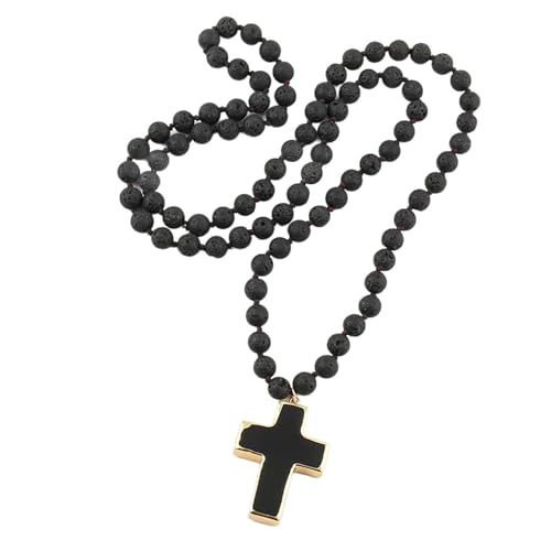 MHADBKH Stylische Perlenkette Mit Kruzifixanhänger Verstellbarer Länge Neckketten Ethnische Stile Choker Eleganter Stammesschmuck von MHADBKH