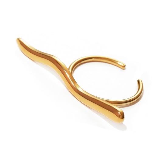 MHADBKH Stylish Open Band Waved Finger Accessoire Verstellbare Gold/Silberton Ringe Dekoration Für Frauen Mit Gewellenen Designs von MHADBKH