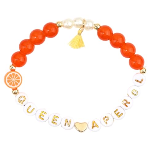 MHADBKH Verstellbare Citrus Junos Slices Perlenarmbänder mit Buchstaben-Charm, Sommer, Party, Schmuck für Frauen, aperollin fruit love, Kunststoff, Kein Edelstein von MHADBKH