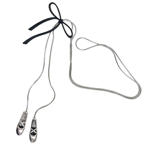MHADBKH Verstellbare Zugkette Choker Ballettschuh Anhänger Halskette mit Schleife für Frauen bequemes Halsketten-Zubehör von MHADBKH