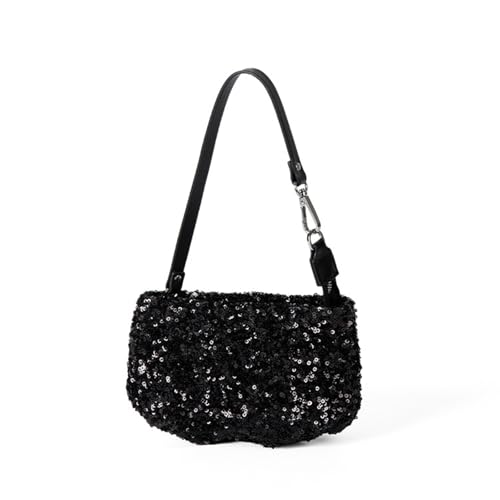 Pailletten Clutches Geldbörse für Frauen Kette Crossbody Umhängetasche Handtasche Abend Geldbörse Mode Clutches Handtaschen Kette Crossbody Schulter, Schwarz , One Size von MHADBKH