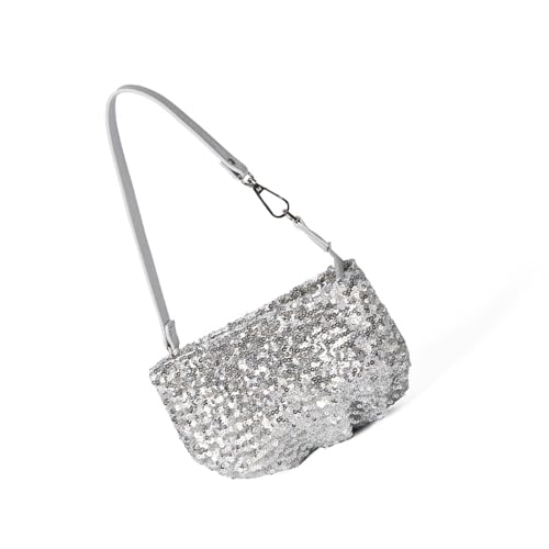 Pailletten Clutches Geldbörse für Frauen Kette Crossbody Umhängetasche Handtasche Abend Geldbörse Mode Clutches Handtaschen Kette Crossbody Schulter, silber, One Size von MHADBKH