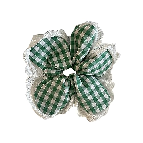 Prinzessin Karierte Spitzen Haarbindungen Plaids Pferdeschwanzhalter Bezaubernde Stile Plaids Haarkrawatte Haarseile Friseurstil Tool von MHADBKH