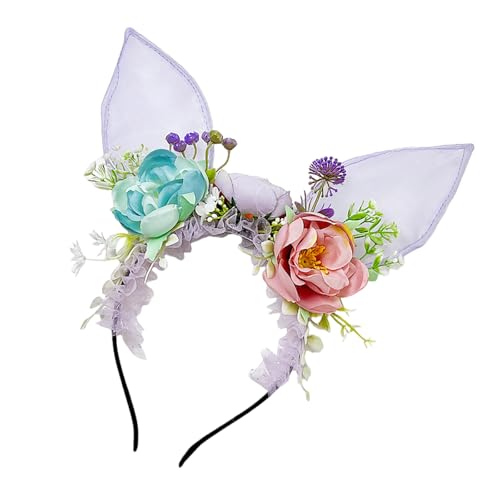 Realistisches Blumenmuster, Haarreif, Hasen, Ohrform, modische Stirnbänder für süße Stile, bequeme Stirnbänder von MHADBKH