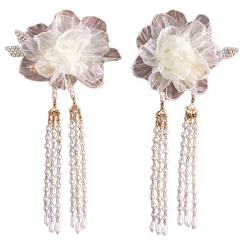 Seidenblume Haarclip Tangdynastie Kostüm Haarschmuck Mit Langem Band Mit Seiden Pfingstrosen Chinesische Accessoires von MHADBKH