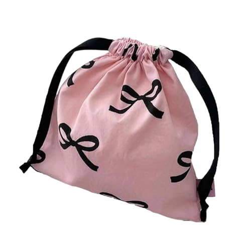 Stilvolle Kosmetiktasche mit Kordelzug, schöne große Baumwolltasche mit Schleife, Beutel mit Kordelzug für Damen, D-L Stilvolle Kosmetiktasche mit Kordelzug, schöne große Baumwolltasche mit Schleife, Beutel mit Kordelzug für Damen, D-L von MHADBKH