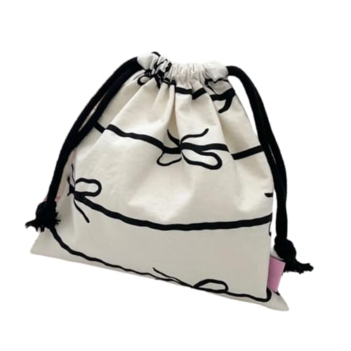Stilvolle Kosmetiktasche mit Kordelzug, schöne große Baumwolltasche mit Schleife, Beutel mit Kordelzug für Damen, E-l Stilvolle Kosmetiktasche mit Kordelzug, schöne große Baumwolltasche mit Schleife, Beutel mit Kordelzug für Damen, E-l von MHADBKH
