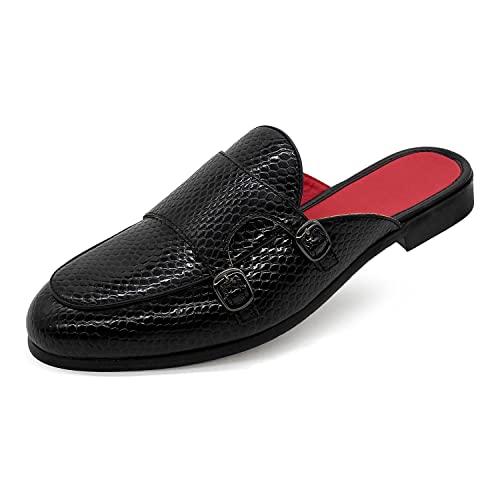 MHB Herren-Mule, stilvoll, rückenfrei, Slipper, lässig, Kleid, Sandalen, Schuhe, modische Hausschuhe für Herren, Übergröße 40-47, Schwarz strukturiert., 46.5 EU von MHB