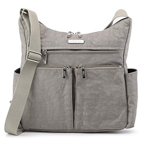 MHCNLL Anti-Diebstahl Crossbody börse RFID Frauen Nylon Wasserdicht Leichte Schultertasche, Grau (grau), Medium von MHCNLL