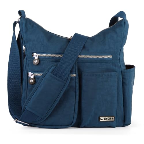MHCNLL Umhängetasche mit RFID-Diebstahlschutzfach, Damenhandtasche, leicht und wasserabweisend, Marineblau, 11.5" x 4.8" x 12" von MHCNLL