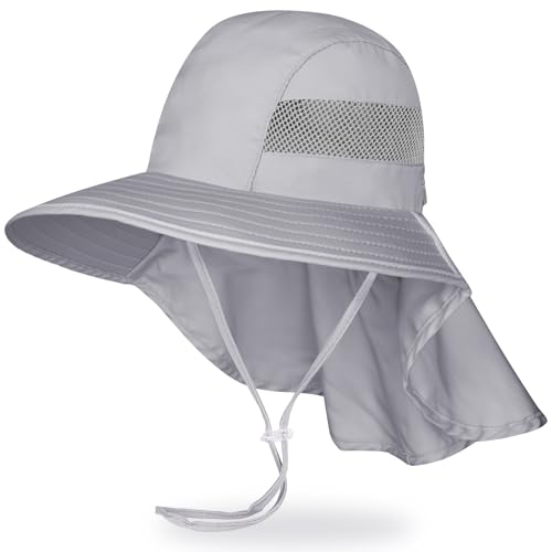 MHJY Sonnenhut Kinder Sonnenmütze Mädchen Hut Sommer UV Schutz 50 Mützen Einhorn Anglerhut Breite Krempe Kappe mit Nackenklappe Kleinkind 2-9 Jahre von MHJY