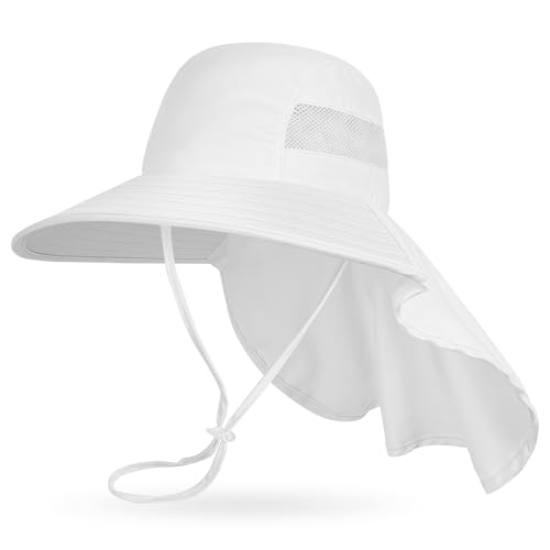 MHJY Sonnenhut Kinder Sonnenmütze Mädchen Hut Sommer UV Schutz 50 Mützen Einhorn Anglerhut Breite Krempe Kappe mit Nackenklappe Kleinkind 2-9 Jahre von MHJY