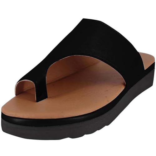 MHNFGDSE Orthopädische Sandalen Damen FüR Hallux Valgus Korrektur Schuhe Damen Sommer Aus Pu-Leder rutschfeste Elegante Sandalen Mit Fasciitis-Sohlen FüR Hallux Valgus Bunion,E,42 EU von MHNFGDSE