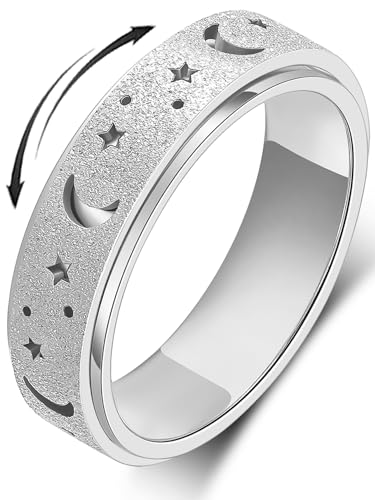 MHWTTY Fidget Spinner Ring Angst Ring für Frauen Fidget Ringe für Angst Fidget Ringe Angst Spielzeug Angst Relief Ring Spielzeug Fidget Spinner Ring Männer Fidget Toys, 4 UK, Edelstahl MHWTTY Fidget Spinner Ring Angst Ring für Frauen Fidget Ringe für Angst Fidget Ringe Angst Spielzeug Angst Relief Ring Spielzeug Fidget Spinner Ring Männer Fidget Toys, 4 UK, Edelstahl von MHWTTY