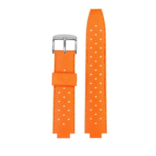 MHYATIO Gummiarmband, kompatibel mit Louis Vuitton TAMBOUR Serie LV Q1121 Q114k, wasserdichtes Silikonarmband, 20–12 mm konvex(Orange silver pin) von MHYATIO