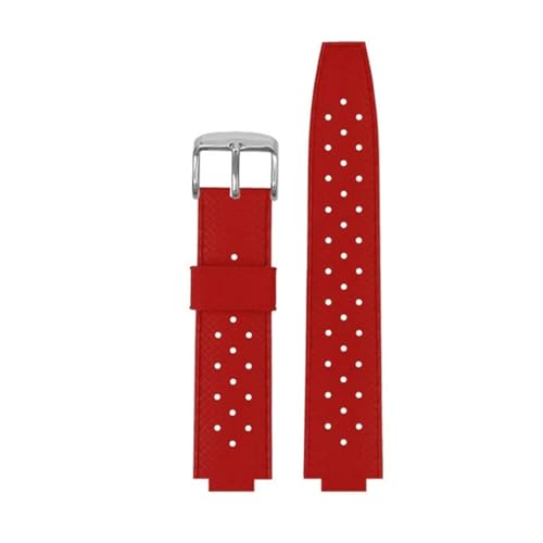 MHYATIO Gummiarmband, kompatibel mit Louis Vuitton TAMBOUR Serie LV Q1121 Q114k, wasserdichtes Silikonarmband, 20–12 mm konvex(Red silver pin) von MHYATIO