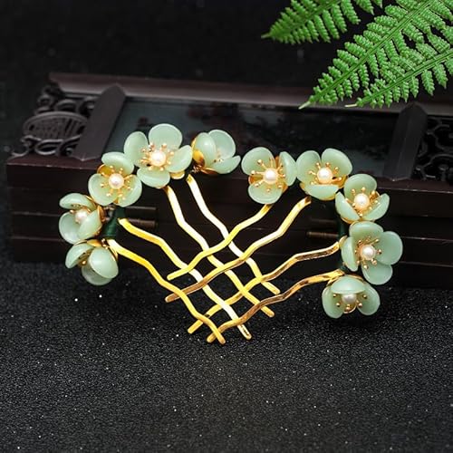 Haarnadel mit Jadeblumen, chinesische Haarnadel, Retro-Chignon-Nadel, traditionelle, klassische Blume, Haarstyling-Zubehör für Frauen, Grün, 2 Stück Haarnadel mit Jadeblumen, chinesische Haarnadel, Retro-Chignon-Nadel, traditionelle, klassische Blume, Haarstyling-Zubehör für Frauen, Grün, 2 Stück von MHYGKTXRA