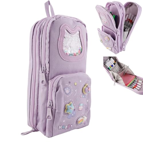 MHwan Federmäppchen, Mäppchen mit 3 Fächern großem Fassungsvermögen, Süßes und schönes federpenal mädchen, geeignet für Mädchen, Junge und Schulen, mit Mehreren Trennwänden für angemessenen Stauraum von MHwan