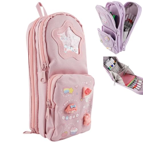 MHwan Federmäppchen, Mäppchen mit 3 Fächern großem Fassungsvermögen, Süßes und schönes federpenal mädchen, geeignet für Mädchen, Junge und Schulen, mit Mehreren Trennwänden für angemessenen Stauraum von MHwan