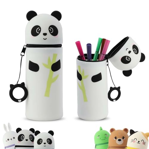MHwan Kawaii Federmäppchen, Niedlicher und Bequemer Silikongriff, Leicht zu Transportieren und Aufzuhängen, Kann Als Stiftehalter und Mäppchen Verwendet Werden, Robust und Langlebig (Panda) von MHwan