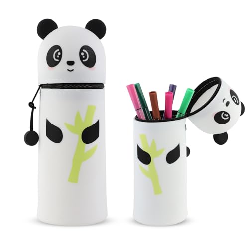 MHwan Kawaii Federmäppchen Panda, 2-in-1 Silikon Mäppchen, Kann Als Stiftehalter und Etui Verwendet Werden, Robust und Langlebig von MHwan