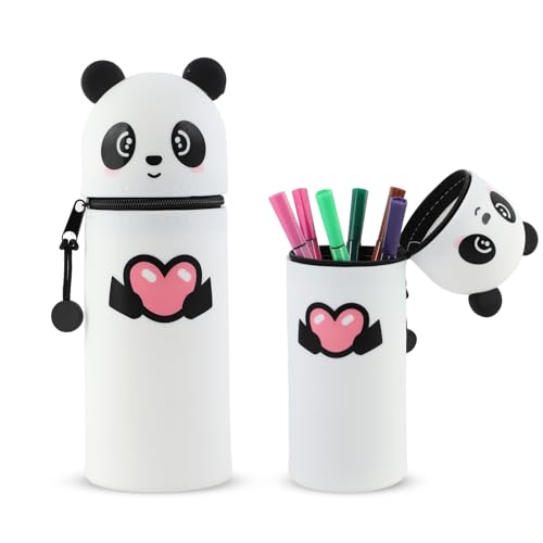 MHwan Kawaii Federmäppchen Panda, 2-in-1 Silikon Mäppchen, Kann Als Stiftehalter und Etui Verwendet Werden, Robust und Langlebig von MHwan