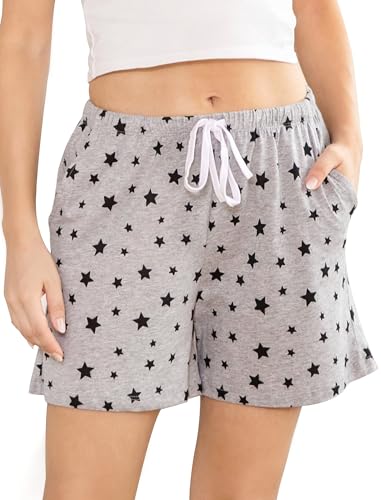 MIA LUCCE Schlafhose Damen Baumwolle Pyjamahose Schlafshorts Damen Kurz mit Taschen und Kordelzug S-XXL von MIA LUCCE