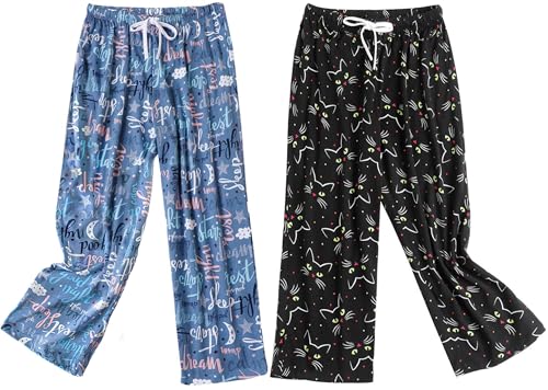 Schlafanzug Damen 3/4 Lang Schlafanzughose kurz Freizeithose Nachtwäsche mit Schnüre von MIA LUCCE