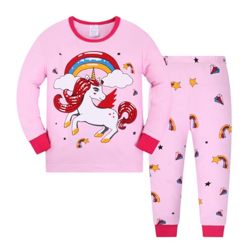 MIA LUCCE Mädchen Scalafanzug Baumwolle Langarm-Warm Winter Kinder Pyjama-Zweiteilig Nachtwäsche 98-122(104,rosa) von MIA LUCCE