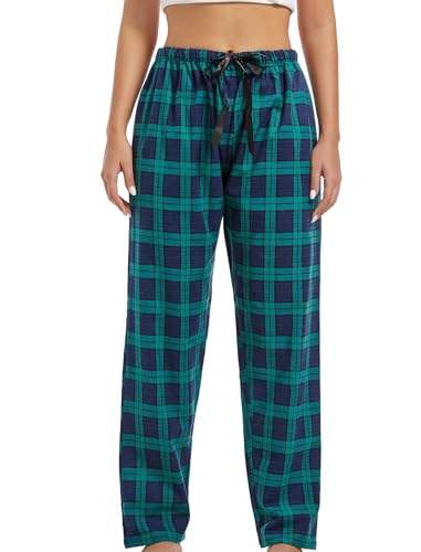 MIA LUCCE Pyjama Hosen Damen, Karierte Hose Damen für Frauen Schlaf/Jogging/Gehen, Schlafanzughose Damen Lang Flanell Pyjamahose Damen mit Kordelzug von MIA LUCCE
