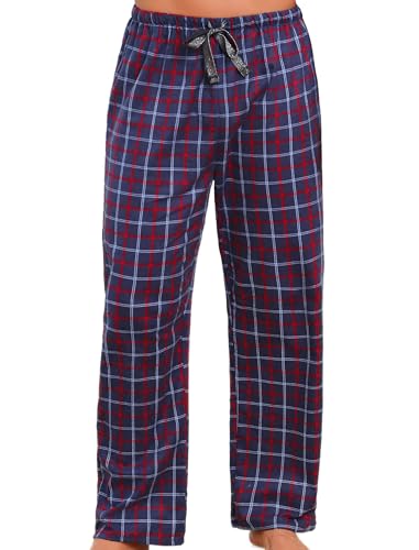 MIA LUCCE Schlafanzughose Herren Lang, Pyjamahose Mit Kordelzug, Karierte Flanellhose, Lounge Hose von MIA LUCCE